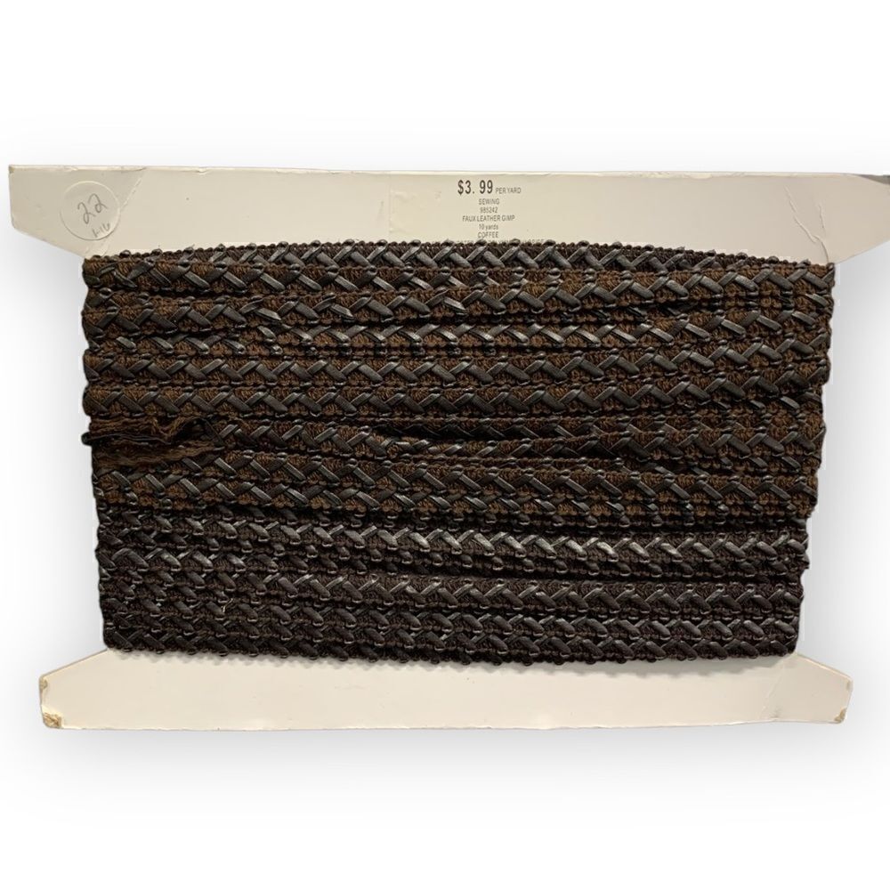Faux Leather Trim Fabric, Coffee 17yds